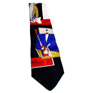 FloRence & K Tie Mens Red Black White Blue Abstract Print Neck Silk